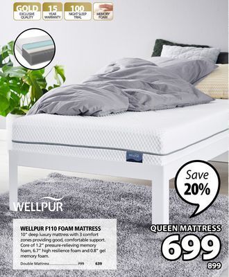 JYSK Wellpur f110 foam mattress offer