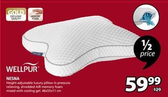 JYSK Wellpur nesna height-adjustable luxury pillow offer