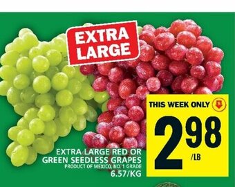 Food Basics EXTRA LARGE RED OR GREEN SEEDLESS GRAPES offer