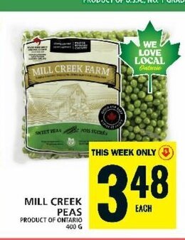 Food Basics MILL CREEK MILL CREEK PEAS PRODUCT OF ONTARIO 400 G 400 G offer