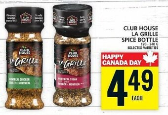 Food Basics CLUB HOUSE LA GRILLE SPICE BOTTLE SELECTED VARIETIES offer