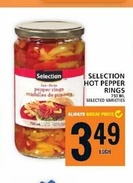 Food Basics SELECTION HOT PEPPER RINGS 750 ML SELECTED VARIETIES offer