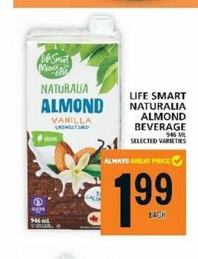 Food Basics LIFE SMART NATURALIA ALMOND BEVERAGE offer