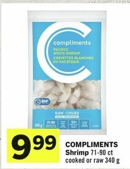 IGA COMPLIMENTS Shrimp 71-90 ct cooked or raw 340 g offer