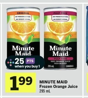 IGA MINUTE MAID Frozen Orange Juice 295 mL offer