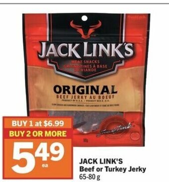 IGA JACK LINK'S Beef or Turkey Jerky 65-80 g offer