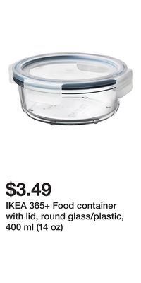 IKEA Ikea 365+ food container with lid, round glass/plastic, 400 ml (14 oz) offer