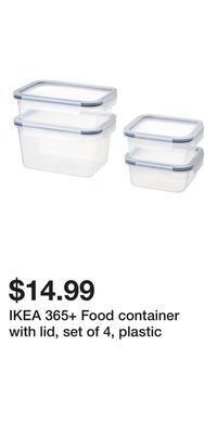 IKEA Ikea 365+ food container with lid, set of 4, plastic offer