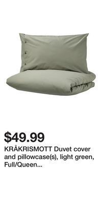 IKEA Kråkrismott duvet cover and pillowcase(s), light green, full/queen (double/queen) offer