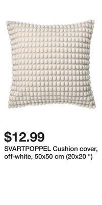 IKEA Svartpoppel cushion cover, off-white, 50x50 cm (20x20 ) offer