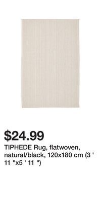 IKEA Tiphede rug, flatwoven, natural/black, 120x180 cm (3 ' 11 x5 ' 11 ) offer