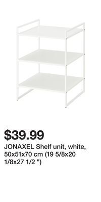 IKEA Jonaxel shelf unit, white, 50x51x70 cm (19 5/8x20 1/8x27 1/2 ) offer