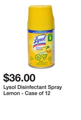 Dollarama Lysol disinfectant spray lemon - case of 12 offer