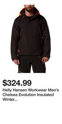 Mark's Helly hansen workwear men's chelsea evolution insulated winter jacket with detachable hood - ebony offer