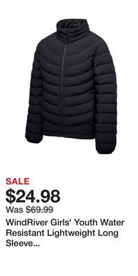 Mark's Windriver girls' youth water resistant lightweight long sleeve puffer jacket offer