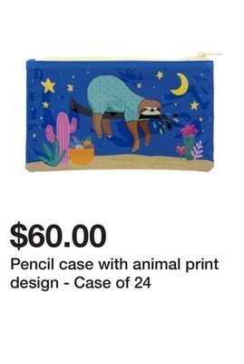 Dollarama Pencil case with animal print design - case of 24 offer