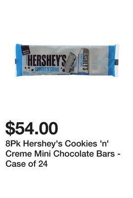 Dollarama 8pk hershey's cookies 'n' creme mini chocolate bars - case of 24 offer