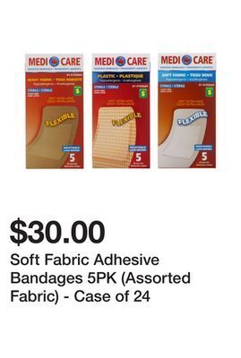 Dollarama Soft fabric adhesive bandages 5pk (assorted fabric) - case of 24 offer
