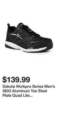 Mark's Dakota workpro series men's 3603 aluminum toe steel plate quad lite athletic safety shoes offer