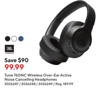 Staples Jbl tune 760nc wireless over-ear active noise cancelling headphones - black offer