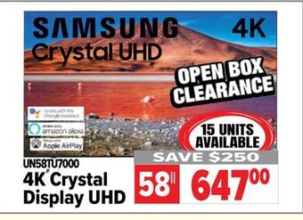 2001 Audio Video Samsung 58 4k crystal display uhd offer