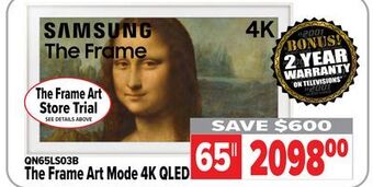 2001 Audio Video Samsung the frame art mode 4k qled offer