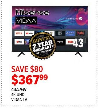2001 Audio Video Hisense 4k uhd vidaa tv offer