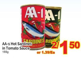 T&T Supermarket Aa-1 hot sardines in tomato sauce, 155g offer