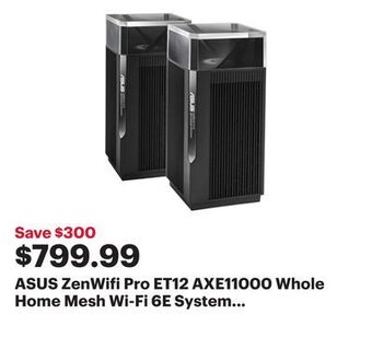 Best Buy Asus zenwifi pro et12 axe11000 whole home mesh wi-fi 6e system (90ig05z0-mx1a20) - 2 pack offer