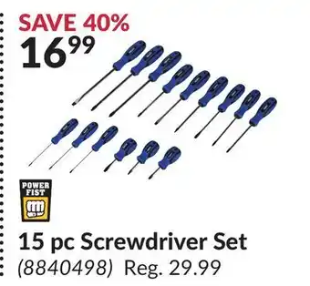 Princess Auto Power fist 15 pc screwdriver set offer