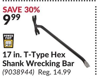 Princess Auto 17 in. t-type hex shank wrecking bar offer