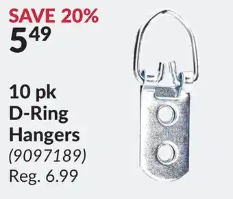 Princess Auto 10 pk d-ring hangers offer