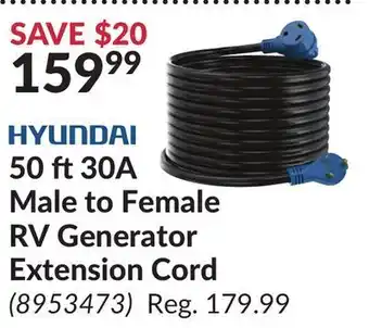 Princess Auto 50 ft30a male to female rv generator extension cord offer