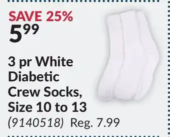 Princess Auto White diabetic crew socks offer