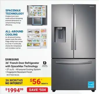 Visions Electronics Samsung 36 french door refrigerator with spacemax technology offer