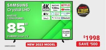 Visions Electronics Samsung native 120hz panel 85 cu8000 smart tv offer