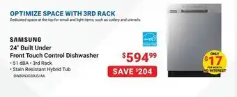 Visions Electronics Samsung 24 built under front touch control dishwasher offer