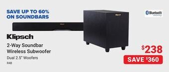 Visions Electronics Klipsch 2-way soundbar wireless subwoofer offer