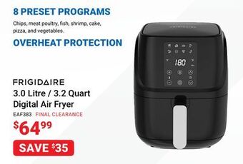 Visions Electronics Frigidaire 3.0 litre / 3.2 quart digital air fryer offer