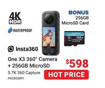 Visions Electronics Insta360 one x3 360° camera + 256gb microsd offer
