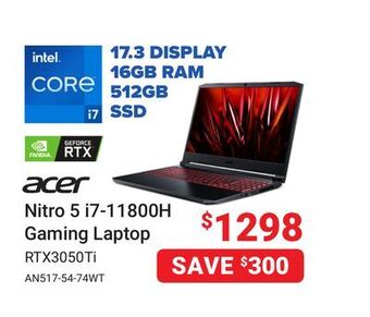 Visions Electronics Acer nitro 5 i7-11800h gaming laptop offer