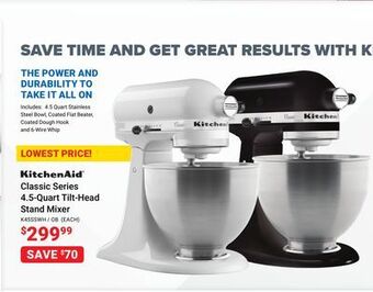 Visions Electronics Kitchenaid classic series 4.5-quart tilt-head stand mixer offer