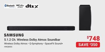 Visions Electronics Samsung 5.1.2 ch. wireless dolby atmos soundbar offer