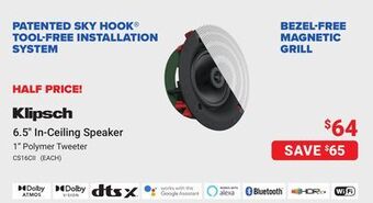 Visions Electronics Klipsch 6.5 in-ceiling speaker offer