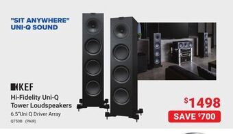 Visions Electronics Kef hi-fidelity uni-q tower loudspeakers offer