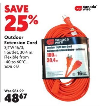 Home Hardware Outdoor extension cord offer