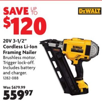 Home Hardware 20v 3-1/2 cordless li-ion framing nailer offer