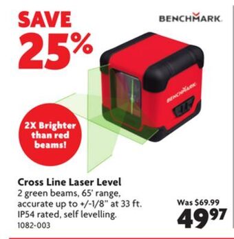 Home Hardware Cross line laser level offer