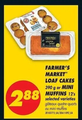 No Frills Farmer's market loaf cakes offer