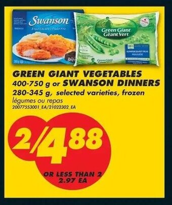 No Frills Green giant vegetables offer